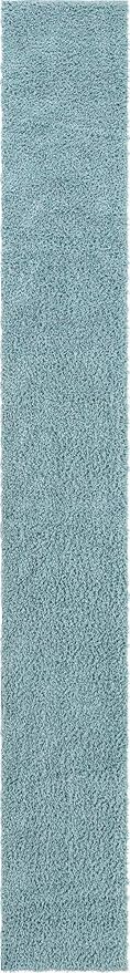 Unique Loom Davos Shag Collection Area Rug - Solid (2' 7" x 20' Runner, Aqua)