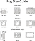 LIVEBOX Washable Area Rug 8x10 - Large Boho Living Room Rug Vintage Grey Rugs for Bedroom, Non-Slip Retro Floral Carpet Print Distressed Accent Rugs for Dining Room Home Office