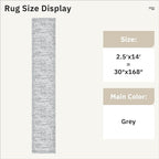 Runner Rug 2'6" x 14' Washable Non-Slip Runner Rugs for Kitchen Bathroom Laundry Room Vintage Ultra Thin Runners for Hallway Entryway Grey