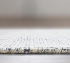 Hand-Tufted 100% Wool Pile Area Rug – Geometric Textured Grid Check Pattern – Thick and Durable Floor Carpet for Bedroom, Living Room, Kids Room, and Dining Area (Indigo Blue, 10' x 10')