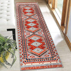 Moroccan Trellis Hallway Runner Rug Non-Slip Washable Geometric Standing Mats Anti-Fatigue Long Farmhouse Kitchen Mat Soft Low-Pile Distressed Area Rugs for Bathroom,Bedroom,Laundry 2' X 4.3'