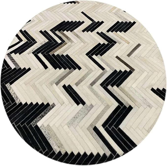 Round Geometric Area Rug for Living Room | Soft & Durable Modern Carpet for Home Décor | Anti-Skid Cotton Mat for Bedroom, Study, or Office(6x6)
