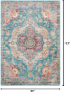 Livabliss Area Rugs - 8x10 Romaine Vintage Boho Navy Sky Blue Rose Area Rug for Living Room Bedroom - Floral Medallion Stain Resistant Carpet for Kitchen, Nursery, Office (7'10" x 10'3")