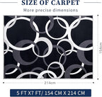 YIHOUSE 5x7 Ft Area Rugs, Concentric Circle Carpet Washable Rug, Black and White Geometric Design Rug for Living Room, Bedroom, Playroom, Nursery, Home Office Decor, Nonslip Non-Shedding