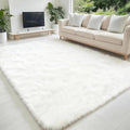 5x7 Solid Fluffy White Area Rug – Washable, Durable,Large Living Room Rug, Non-Slip High Pile Shag Rugs for Bedroom, Bedside, Dorms, Nursery Rooms, Kids Room, Soft Indoor Floor Carpet Decor