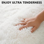 Beglad Shag Rugs for Living Room, Cream White Area Rugs 5x7 Feet Upgrade Anti-Skid Modern Minimalist Style Memory Foam Rugs for Bedroom, Indoor Carpet Suitable for Girls and Adults Room Decor