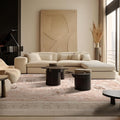 Phantoscope Washable Area Rug 9'x12' Non-Slip, Vintage Neutral Rugs for Living Room, Bedroom, Dining Room, Distressed Boho Floral Medallion Pattern, Low-Pile Foldable Floor Carpet, Soft Pink/Beige