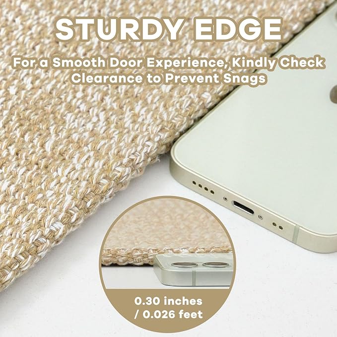 EARTHALL Washable Runner Rug 3x10 Ft Non Slip Runners for Hallways Long Cotton Rubber Backed Kitchen Runner Braided Indoor Floor Carpet Runners for Entryway, Hallway, Kitchen, Golden Beige/White