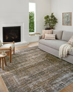 Loloi Amber Lewis Billie Collection, Tobacco & Rust 7'-6" x 9'-6" Area Rug – Antique & Distressed Accent Rugs for Living Room, Bedroom, Entryway & Hallway, No Shed High Traffic Area Home Decor Rug