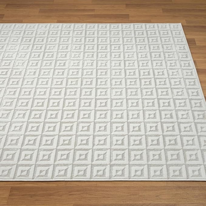 LUXE WEAVERS Geometric Greek Pattern Area Rug, Cream, 5'X7'