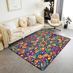 Vintage Mandala Area Rug 3x5 Bohemian Style Watercolor Flowers Rugs for Living Room | Boho Floral Washable Rug, Victorian Decor Antique Damask Carpet Indoor Floor Mat