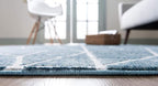 Rugs.com Lattice Trellis Collection Rug – 9' x 12' Blue Low-Pile Rug Perfect for Living Rooms, Large Dining Rooms, Open Floorplans