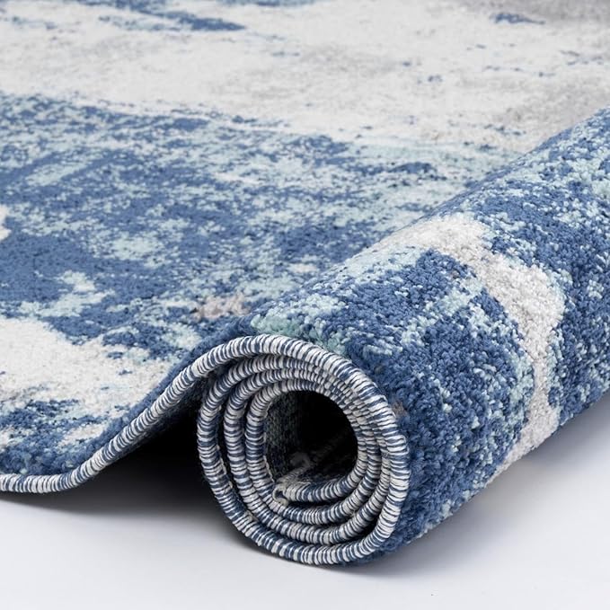 LUXE WEAVERS Euston Collection D.Blue-L.Blue 9x12 Modern Abstract Area Rug