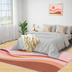 Boho Sun Area Rugs 6x9ft, Minimalist Sunburst Fluffie Rugs for Living Room, Abstraction Deco Nursery Rug with Under Rug Non Slip Tape for Bedroom Kids Room