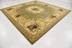 Unique Loom Versailles Collection Traditional Classic Floral Motif Area Rug (10' 0 x 10' 0 Square, Green/ Ivory)