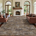 Garvee Large Area Rug 10x13 Living Room Rugs Machine Washable Area Rugs for Bedroom, Modern Solid Color Non Slip Stain Resistant Carpet, Non Shedding Low Pile Soft Mats for Office, Brown