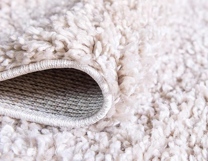 Unique Loom Davos Shag Collection Area Rug - Solid (7' 10" Round, Linen)