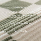 Revival Rugs Gambit 7'10"x10' Checkered Rug Washable Area Rug for Living Room Bedroom - 100% Recycled Oeko-TEX Certified, Medium Pile, Green, Beige