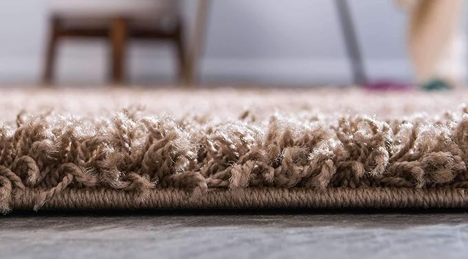 Unique Loom Solid Shag Collection Area Rug (2' 6" x 16' 5" Runner, Sandy Brown)