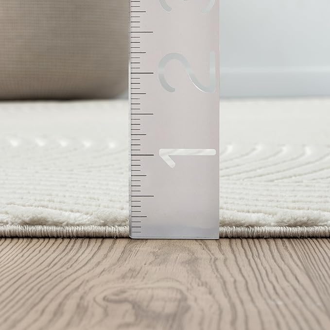 Abani Area Rug for Living Room, Bedroom - Zen Reiki Circles Pattern - Durable & Easy to Clean (Cream, 10' x 14')