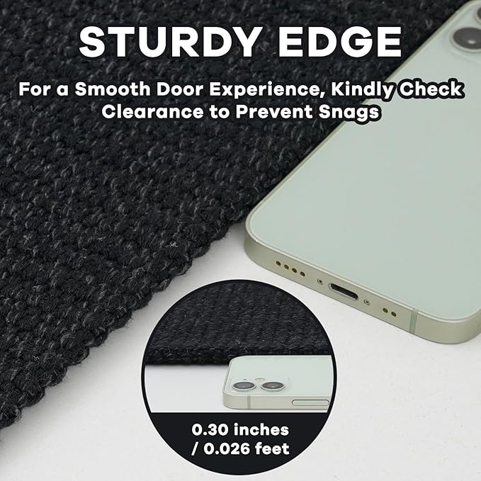EARTHALL Extra Long Runner Rug 3x18 Ft Washable Runners for Hallways Cotton Non Slip Entryway Runner Braided Kitchen Runner Indoor Outdoor Carpet Runners for Hotels, Officel, Stair, Black
