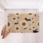 Groovy Daisy Bathroom Rugs for Girls Women Retro Flower Floral Bath Mat Moon and Stars Non Slip Bath Rugs Psychedelic Outer Space Planets Fluffy Plush Rugs 20x32 Halloween Bats Shower Carpet