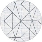 Rugs.com Lattice Trellis Collection Rug – 3 Ft Round White Low-Pile Rug Perfect for Kitchens, Dining Rooms