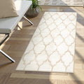 Lahome Moroccan Runner for Hallway - 2x4 Area Rug Washable Non-Slip Soft Bathroom Runner Ultra-Thin Small Kitchen Mat, Modern Print Distressed Floor Runners for Entryway Bedroom (Beige, 2'x4')