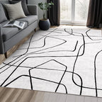 YIHOUSE Abstract 6'x9' Black and White Rug- Washable Area Rug for Living Room Bedroom, Large Modern Non-Slip Ultra-Thin Rug Home Decor,Abstract,6x9ft
