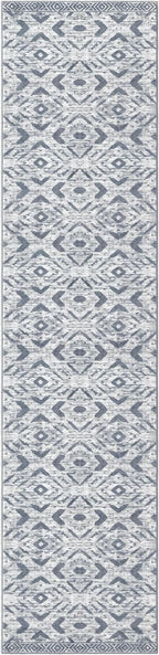 KILOCOCO Hallway Runner Rug 2.6'x14' Washable Printed Moroccan Runner Rugs Non Slip Entryway Rugs Soft Indoor Long Floor Rug for Bedroom Kitchen Living Room Geometric Boho Carpet Runners, Grey White
