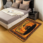 Halloween Pumpkin Large Area Rug 5x7 Spooky Haunted House Living Room Rug | Vintage Gothic Rugs for Bedroom, Castle Silhouette Carpet Indoor Floor Mat,Bats Halloween Decoration