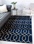 Unique Loom Marilyn Monroe Glam Collection Area Rug - Trellis (5' 1' x 8' Rectangle, Navy Blue Gold/ Gold)