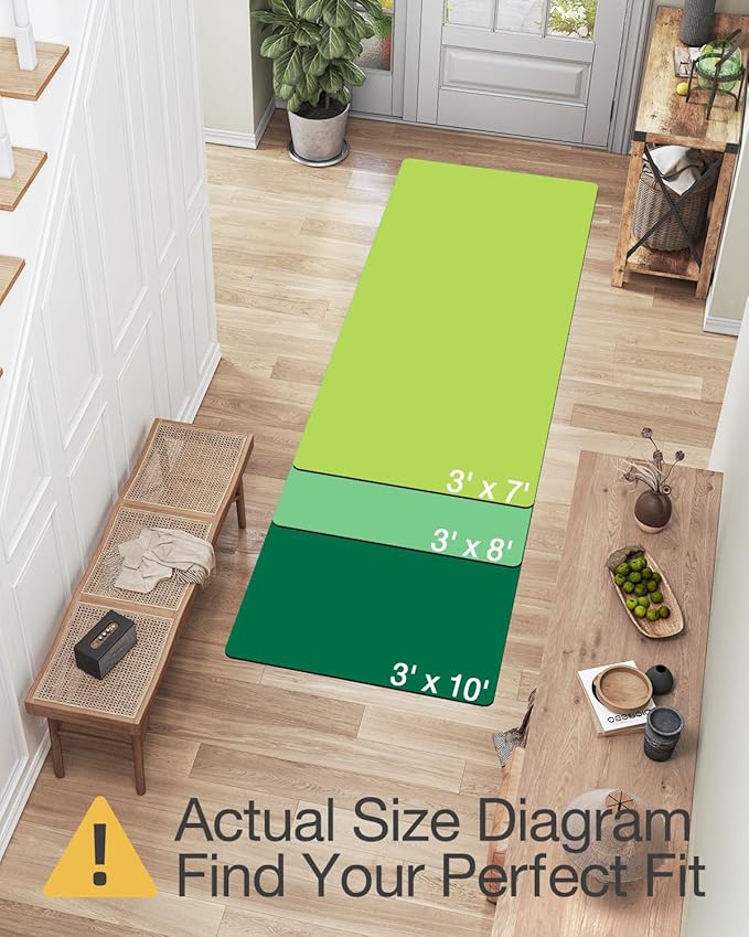 LUMI Washable Runner Rug, 3'x7' Non-Slip Hallway Mat, Low Profile Thin Long Carpeet for Laundry Kitchen Bedroom Office, Multicolor