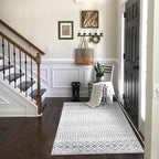 Boho Rug for Bedroom, 3x5 Moroccan Vintage Non-Slip Backing Faux Wool Area Rug, Machine Washable Low-Pile Front Door Mat Kitchen Rugs for Living Room Laundry Dinning Room