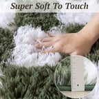 6x9 Area Rugs for Living Room Bedroom, Soft Fluffy Shaggy Bedside Rug, Indoor Floor Carpet for Kids Playroom, Dorms, Nursery Rooms, Home Decor (Olive Green & White 6'x9')
