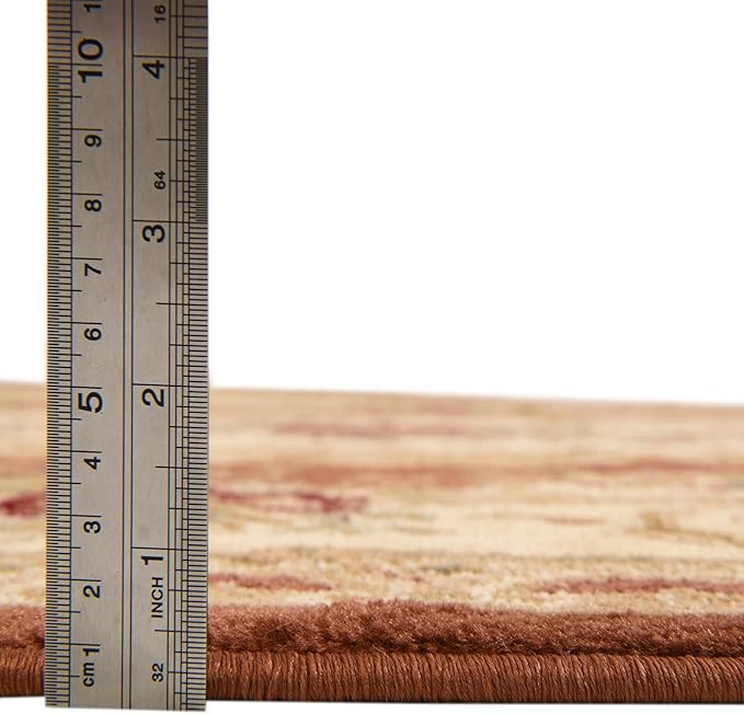 Rugs.com Chateau Collection Rug – 10 Ft Runner Brick Red Medium Rug Perfect for Hallways, Entryways