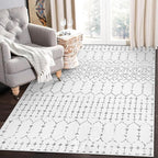 Lahome Moroccan Living Room Area Rug - Washable Rugs 4x6 Non-Slip Soft Throw Rugs for Bedroom White Lightweight Large Rug, Modern Geometric Print Low-Pile Capet for Classroom Office Dining Room(White)