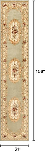 Rugs.com Chateau Collection Rug - 13 Ft Runner Green Medium Pile Rug