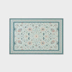 EVERGRACE Area Rugs for Living Room 6x9, Boho Floral Faux Wool Indoor Outdoor Rugs, Washable Rugs for Bedroom Dining Room Entryway Kitchen, Low Pile Floor Mat Carpet for Home Decor, Pale Blue