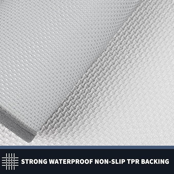 PURRUGS Dirt Trapping Door Mat 32" x 84", Non-Slip/Skid Machine Washable Entryway Rug, Shoes Scraper, Throw Rug, Super Absorbent Area Rug for Muddy Wet Shoes and Paws, Light Grey & Grey