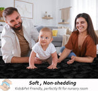 Beglad Fluffy Large Area Rugs 8x10 Feet, Modern Minimalist Style Shag Fuzzy Rugs, Non-Slip Indoor Carpet Soft Rugs for Kids Room, Bedroom & Living Room, Black