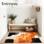 Flatwoven High Traffic Area Rug 6x9, Copper Black Burnt Orange Abstract Indoor Floor, Non Slip, Stain Resistant, Washable Area Rugs for Living Room, Bedroom (Beige, 6x9)
