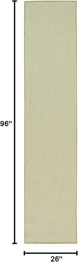 Nourison Home Courtyard Ivory Green 2'2" x 8' Area Rug - Easy Clean, Non Shedding, Bed Room, Living Room, Dining Room, Kitchen (8' Runner)