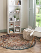 Unique Loom Isabella Collection Area Rug - Adjani (6' 1" Round, Multi/ Beige)
