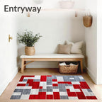 Flatwoven High Traffic Area Rug 6x9, Waterproof Patio with Anthracite Accents, Non Slip, Stain Resistant, Washable Area Rugs for Living Room, Bedroom (Red, 6x9)