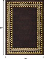 Antep Rugs Alfombras Modern Bordered 5x7 Non-Skid (Non-Slip) Low Profile Pile Rubber Backing Indoor Area Rugs (Brown Beige, 5' x 7')