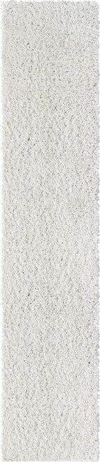 Unique Loom Davos Shag Collection Area Rug - Solid (2' 7" x 20' Runner, White/ Ivory)