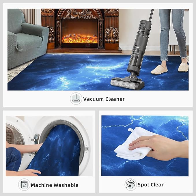 3x5 Dark Clouds Lightning Dorm Rug - Storm Small Rugs for Bedroom, Natural Weather Area Rug Washable Non Slip for Bedroom Kitchen Living Room Entryway