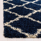 SAFAVIEH Dallas Shag Collection Area Rug - 8' Square, Navy & Ivory, Trellis Design, Non-Shedding & Easy Care, 1.5-inch Thick Ideal for High Traffic Areas in Living Room, Bedroom (SGD257N)