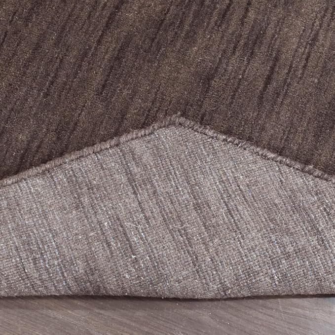 Hand Knotted Loom Wool ECO-Friendly Area Rugs - 8'x8', Octagon, Brown Color, Solid Plain Design, High Pile Thick Handmade Anti Skid Area Rugs for Living Room, Bed Room (L00111)